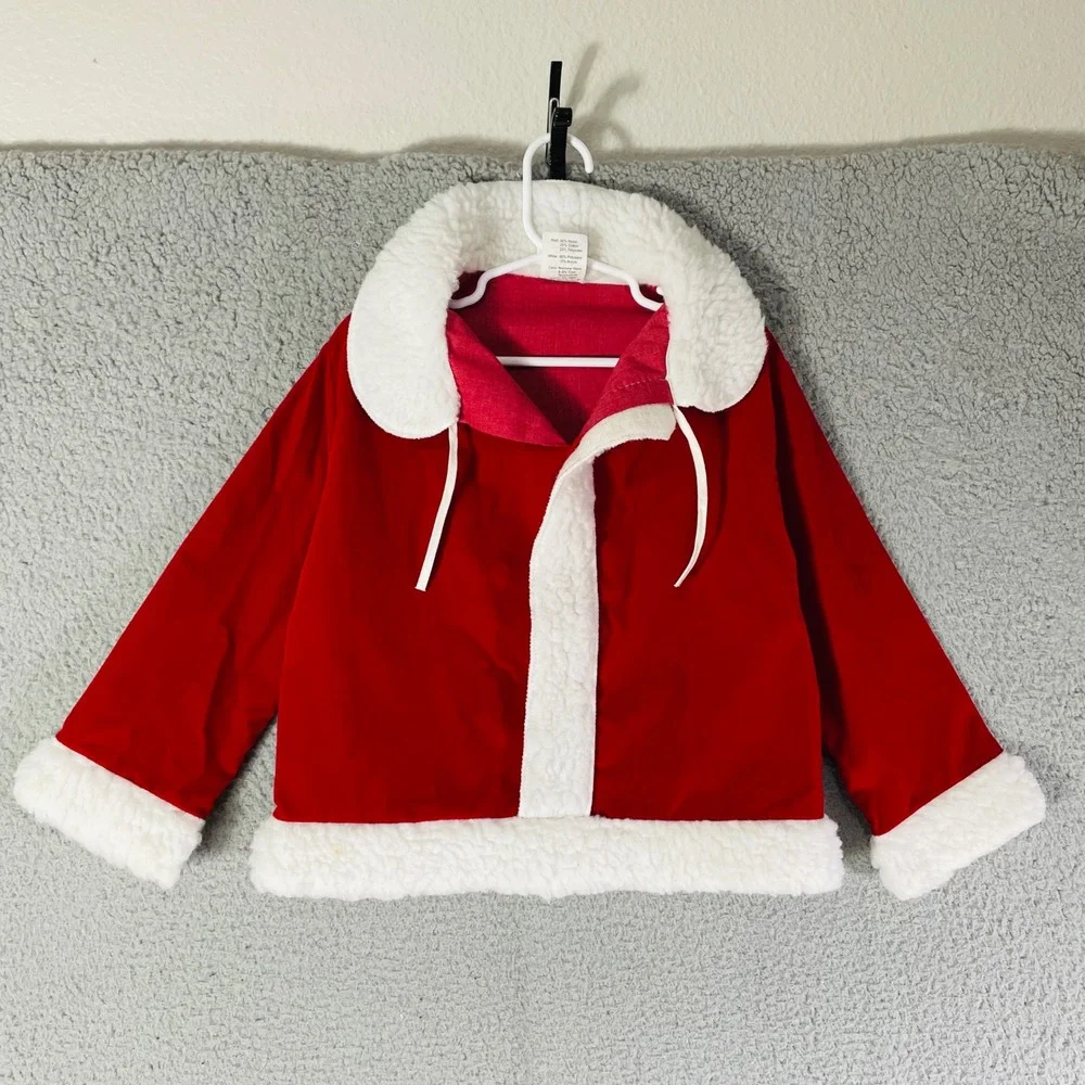 Toddler Santa Suit Jacket Vintage 90s Red White Holiday Christmas Costume